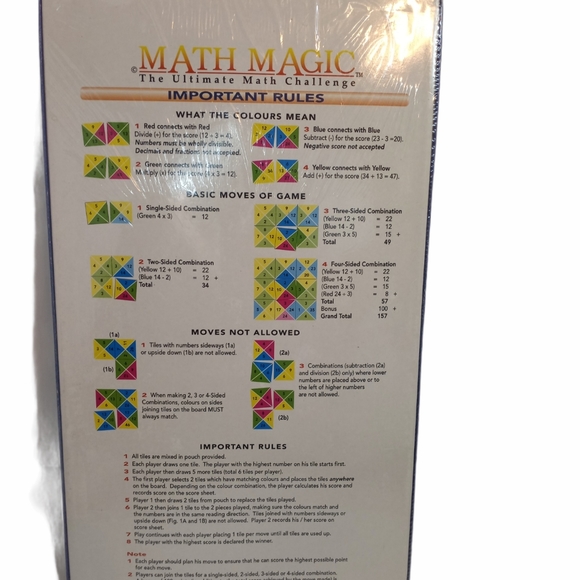 math magic Games New Math Magic Board Game Complete W 84 Tiles The